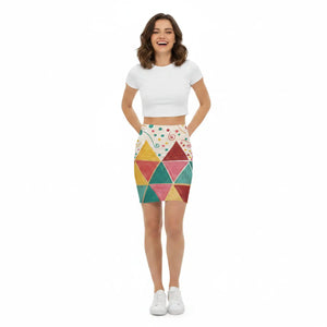 Bright Geometrical Triangular Pattern Women’s Mini Skirt - Skirts