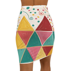 Bright Geometrical Triangular Pattern Women’s Mini Skirt - Skirts