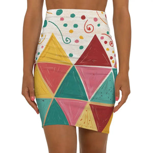 Comfort Pencil Skirt - Stretch-tastic Cozy Geometric Mini - Dipaliz - Xs / Black Stitching - Skirts