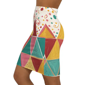 Comfort Pencil Skirt - Stretch-tastic Cozy Geometric Mini - Dipaliz - Xs / Black Stitching - Skirts