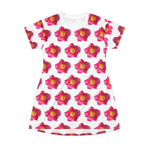 Shirt Dress - Bright Pink Flowers Vibrant Garden Style - Dipaliz - Dresses