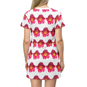 Shirt Dress - Bright Pink Flowers Vibrant Garden Style - Dipaliz - Dresses