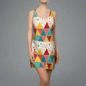 Vibrant Geometric Aop Racerback Dress by Dipaliz - Dresses