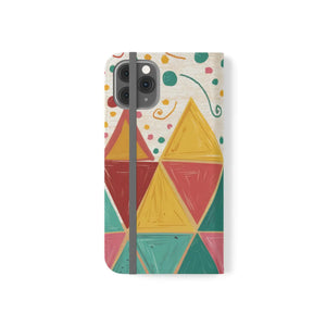 Bright Triangular Pattern Flip Case - Premium Faux Vegan - Dipaliz - Mobile Phone Cases