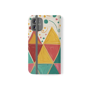 Bright Triangular Pattern Flip Case - Premium Faux Vegan - Dipaliz - Mobile Phone Cases