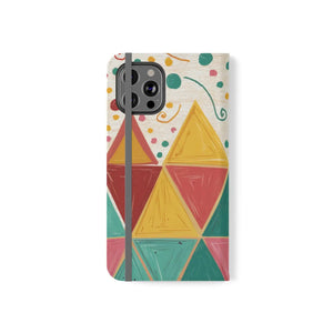 Bright Triangular Pattern Flip Case - Premium Faux Vegan - Dipaliz - Mobile Phone Cases