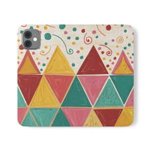 Bright Triangular Pattern Flip Case - Premium Faux Vegan - Dipaliz - Mobile Phone Cases