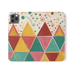 Bright Triangular Pattern Flip Case - Premium Faux Vegan - Dipaliz - Mobile Phone Cases