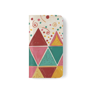 Bright Triangular Pattern Flip Case - Premium Faux Vegan - Dipaliz - Mobile Phone Cases