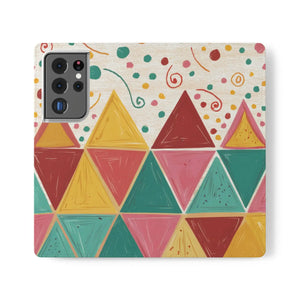 Bright Triangular Pattern Flip Case - Premium Faux Vegan - Dipaliz - Mobile Phone Cases