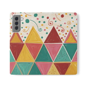 Bright Triangular Pattern Flip Case - Premium Faux Vegan - Dipaliz - Mobile Phone Cases