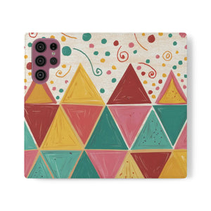 Bright Triangular Pattern Flip Case - Premium Faux Vegan - Dipaliz - Mobile Phone Cases