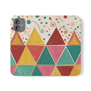 Bright Triangular Pattern Flip Case - Premium Faux Vegan - Dipaliz - Mobile Phone Cases