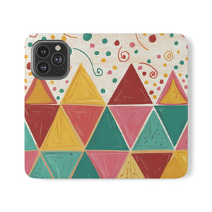 Bright Triangular Pattern Flip Case - Premium Faux Vegan - Dipaliz - Mobile Phone Cases