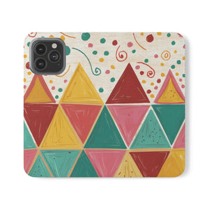 Bright Triangular Pattern Flip Case - Premium Faux Vegan - Dipaliz - Mobile Phone Cases