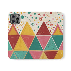 Bright Triangular Pattern Flip Case - Premium Faux Vegan - Dipaliz - Mobile Phone Cases