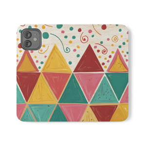 Bright Triangular Pattern Flip Case - Premium Faux Vegan - Dipaliz - Mobile Phone Cases