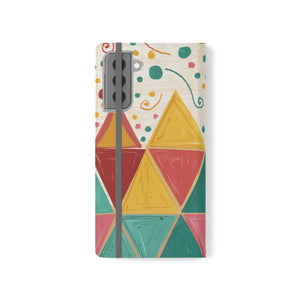Bright Triangular Pattern Flip Case - Premium Faux Vegan - Dipaliz - Mobile Phone Cases