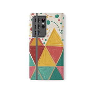 Bright Triangular Pattern Flip Case - Premium Faux Vegan - Dipaliz - Mobile Phone Cases