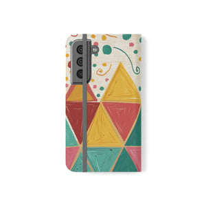 Bright Triangular Pattern Flip Case - Premium Faux Vegan - Dipaliz - Mobile Phone Cases