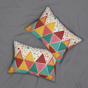 Lumbar Pillow - Vibrant Geometric Triangles Spun Polyester - Dipaliz - 20’’ × 14’’ - Pillows