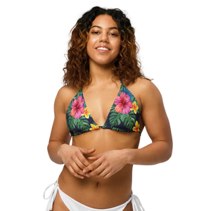 Bright Tropical Recycled String Bikini Top | Upf50+ Padded - Swimwear Tops - Xs