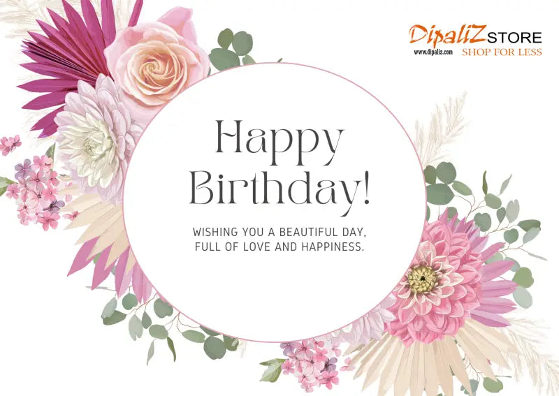 Dipaliz Happy Birthday Floral Card: Burst of Vibrant Blooms - Gift Card