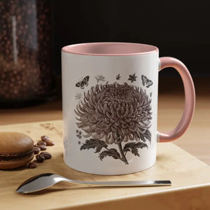 Vibrant Chrysanthemum Coffee Mug - Floral Morning Boost - Dipaliz - 11oz / Pink