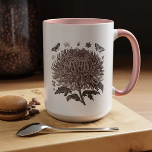 Vibrant Chrysanthemum Coffee Mug - Floral Morning Boost - Dipaliz - 15oz / Pink