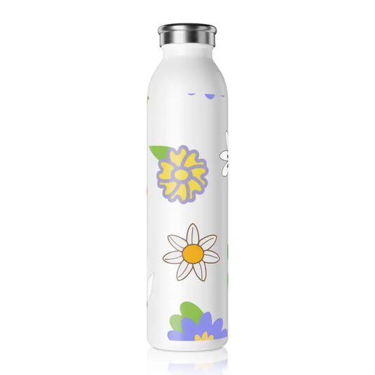 Brighten your Day with this Vivid Floral Slim Water Bottle - 20oz / White Mug