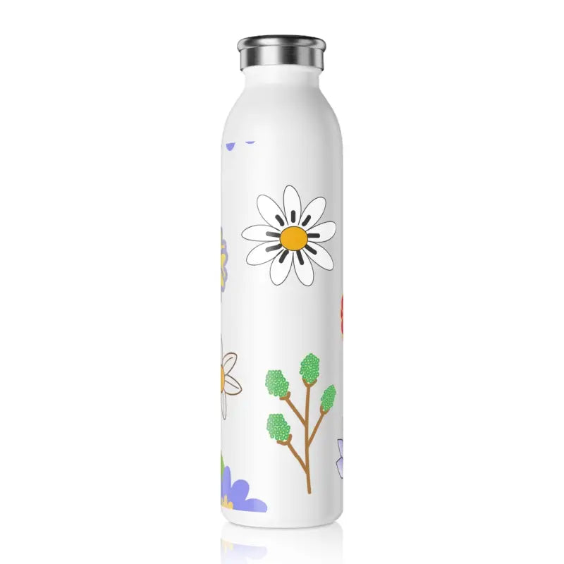 Brighten your Day with this Vivid Floral Slim Water Bottle - 20oz / White Mug