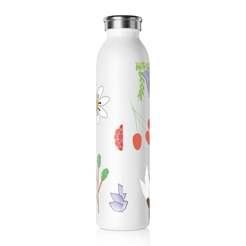 Brighten your Day with this Vivid Floral Slim Water Bottle - 20oz / White Mug