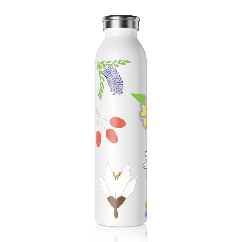 Brighten your Day with this Vivid Floral Slim Water Bottle - 20oz / White Mug