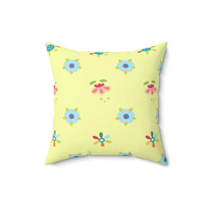 Yellow Throw Pillow - Colorful Flowers Polyester Square - Dipaliz - 16’’ × - Pillows