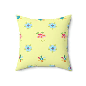 Yellow Throw Pillow - Colorful Flowers Polyester Square - Dipaliz - 18’’ × - Pillows