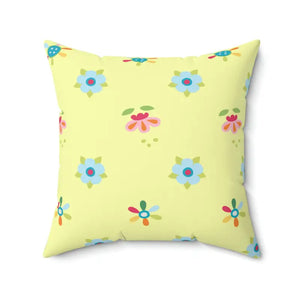 Yellow Throw Pillow - Colorful Flowers Polyester Square - Dipaliz - 20’’ × - Pillows