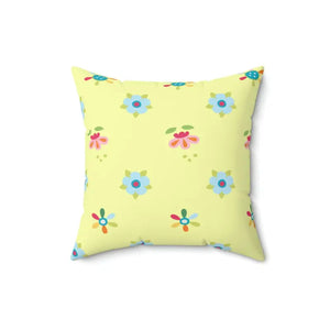 Yellow Throw Pillow - Colorful Flowers Polyester Square - Dipaliz - Pillows