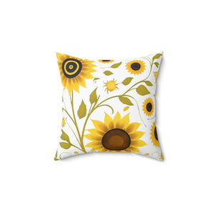 Large Yellow Sunflowers Square Pillow - Cozy Spun Polyester - Dipaliz - 14’’ × - Throw Pillows