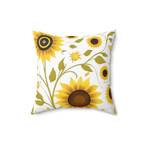 Large Yellow Sunflowers Square Pillow - Cozy Spun Polyester - Dipaliz - 16’’ × - Throw Pillows