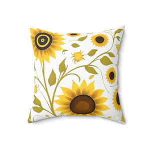 Large Yellow Sunflowers Square Pillow - Cozy Spun Polyester - Dipaliz - 18’’ × - Throw Pillows