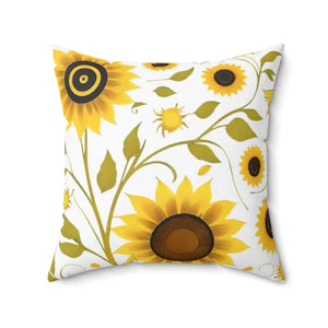 Large Yellow Sunflowers Square Pillow - Cozy Spun Polyester - Dipaliz - 20’’ × - Throw Pillows