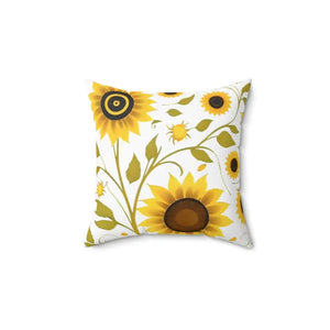Large Yellow Sunflowers Square Pillow - Cozy Spun Polyester - Dipaliz - Throw Pillows