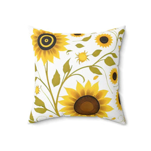Large Yellow Sunflowers Square Pillow - Cozy Spun Polyester - Dipaliz - Throw Pillows