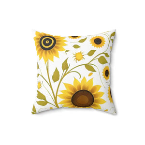 Large Yellow Sunflowers Square Pillow - Cozy Spun Polyester - Dipaliz - Throw Pillows
