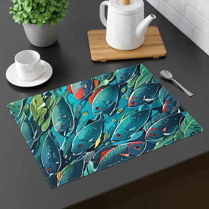 Dine with Color: Vibrant Cotton Fishes Placemats - 18’’ × 14’’ Home Decor