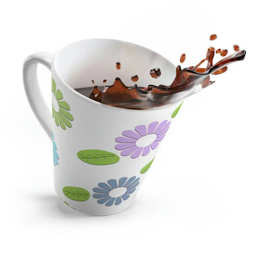 Brighten your Morning with a Multi Colored Flowers Latte Mug - 12oz