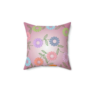 Polyester Square Pillow Colorful Flowers Vibrant Decor - Dipaliz - 14’’ × - Throw Pillows