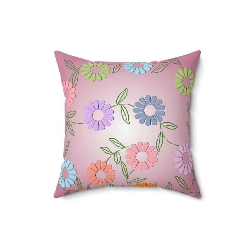 Brighten your Space with Colorful Flowers Polyester Pillow - 16’’ × Home Decor