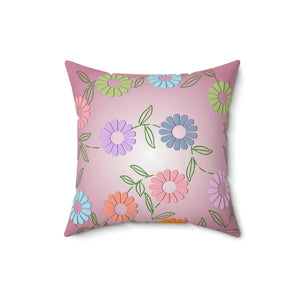 Polyester Square Pillow Colorful Flowers Vibrant Decor - Dipaliz - 16’’ × - Throw Pillows