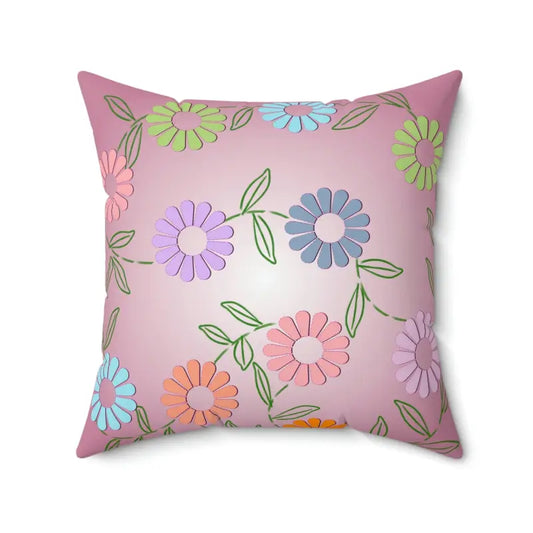 Brighten your Space: Colorful Flowers Polyester Pillow - 20’’ × Home Decor